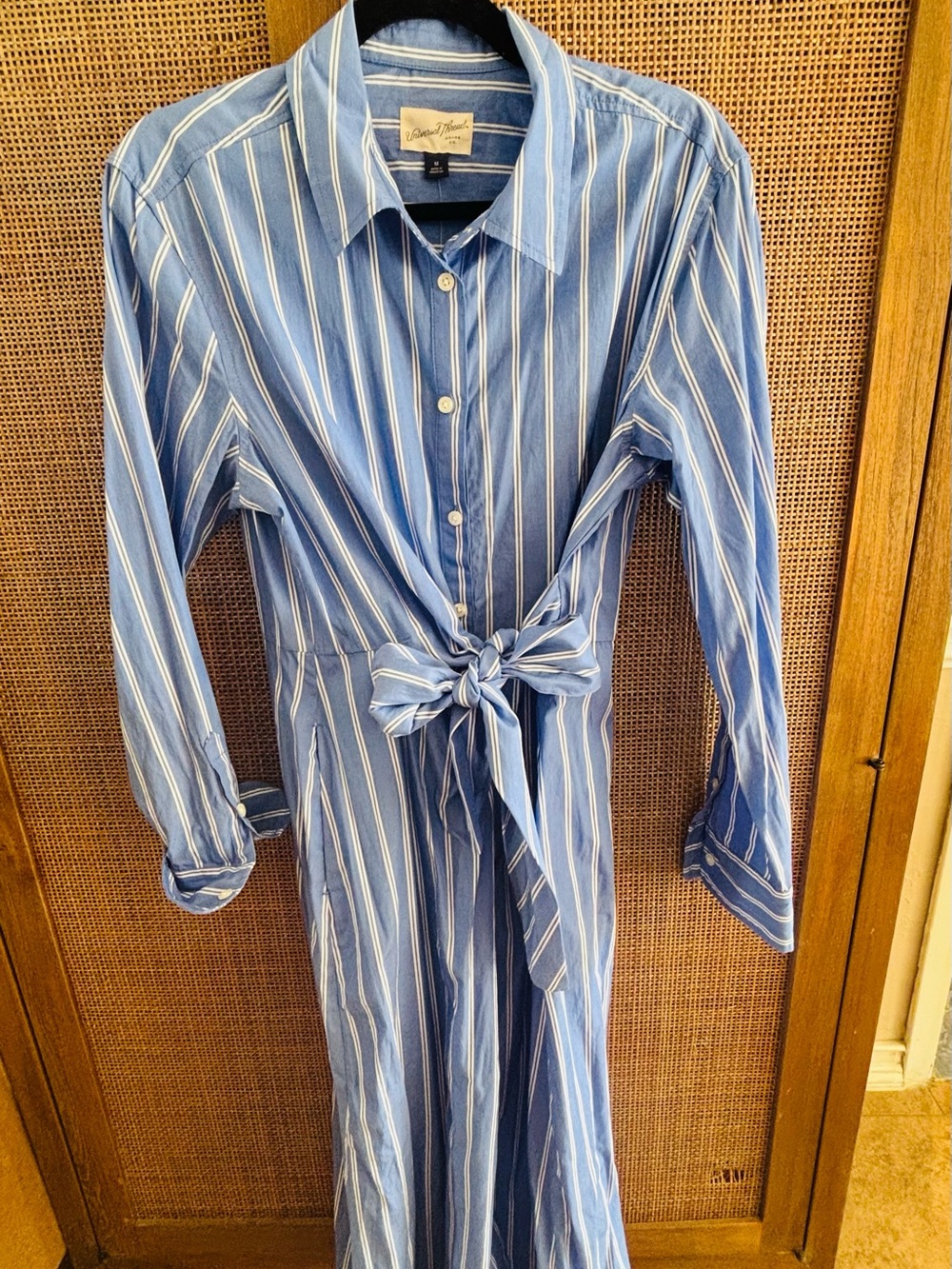 Universal Thread Blue and White Striped Midi Shirt Dress - Picture 2 of 4